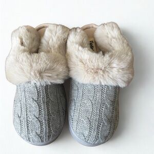 Floopi Cable Knit Faux Fur Slippers Size L 9/10- Fits like 8/9 Ophrah's Favorite